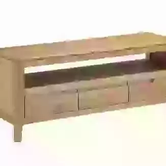 Oak Recessed Handle Large TV Unit with Drawers 105cm